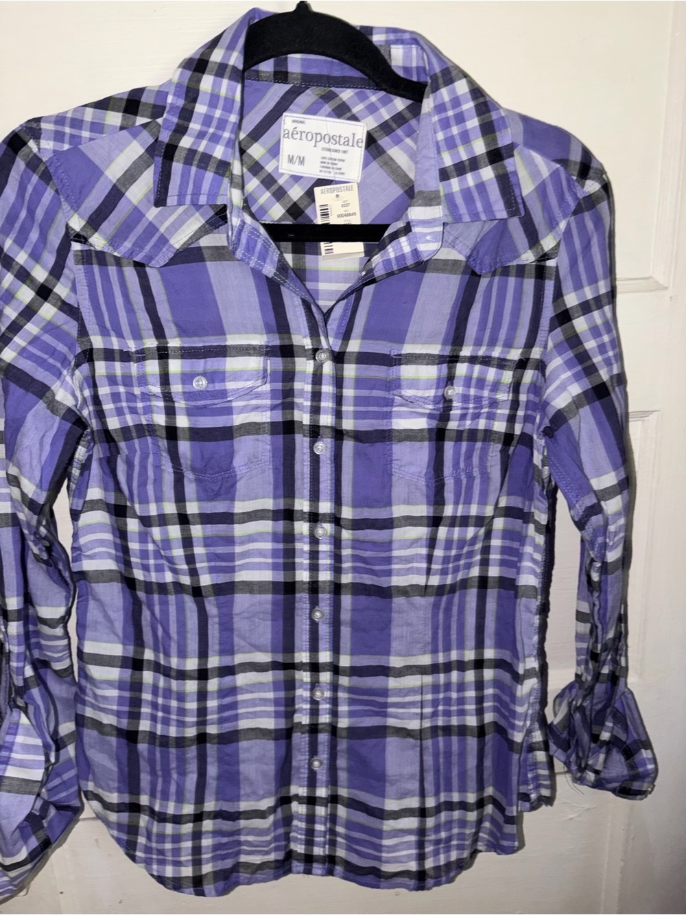 Aeropostale Purple Plaid Button-Down Shirt